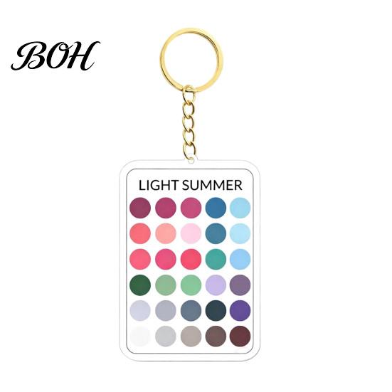 Makeup Color Guide 2Pcs Palette Keychain Pendant, Clear Acrylic Season Analysis Swatches Wardrobe Matcher Keychain, Card, Gifts for Fashion