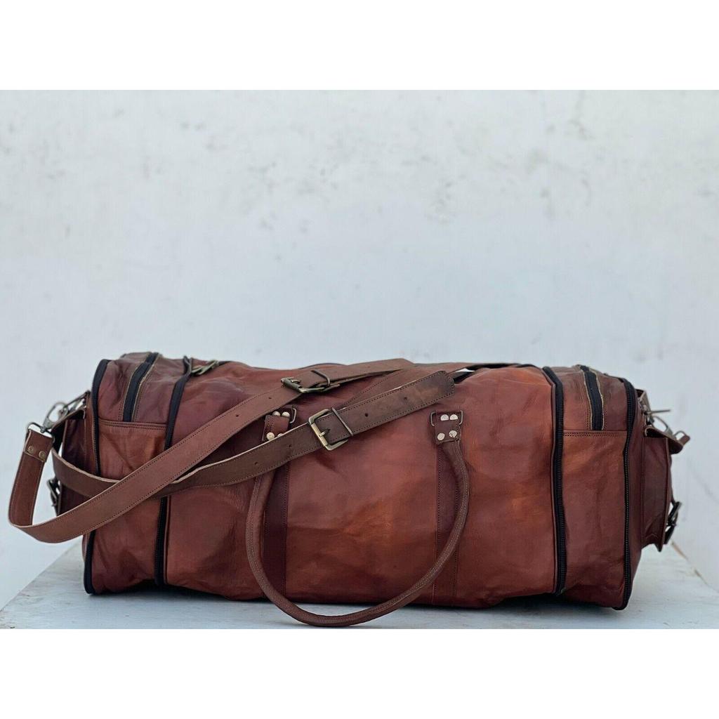 Складная дорожная сумка для ручной клади из козьей кожи на выходные, дорожная ночная сумка