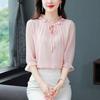 New Spring Versatile Chiffon Shirt Petal Collar Age-reducing Mid-sleeved Fashionable Top for Women