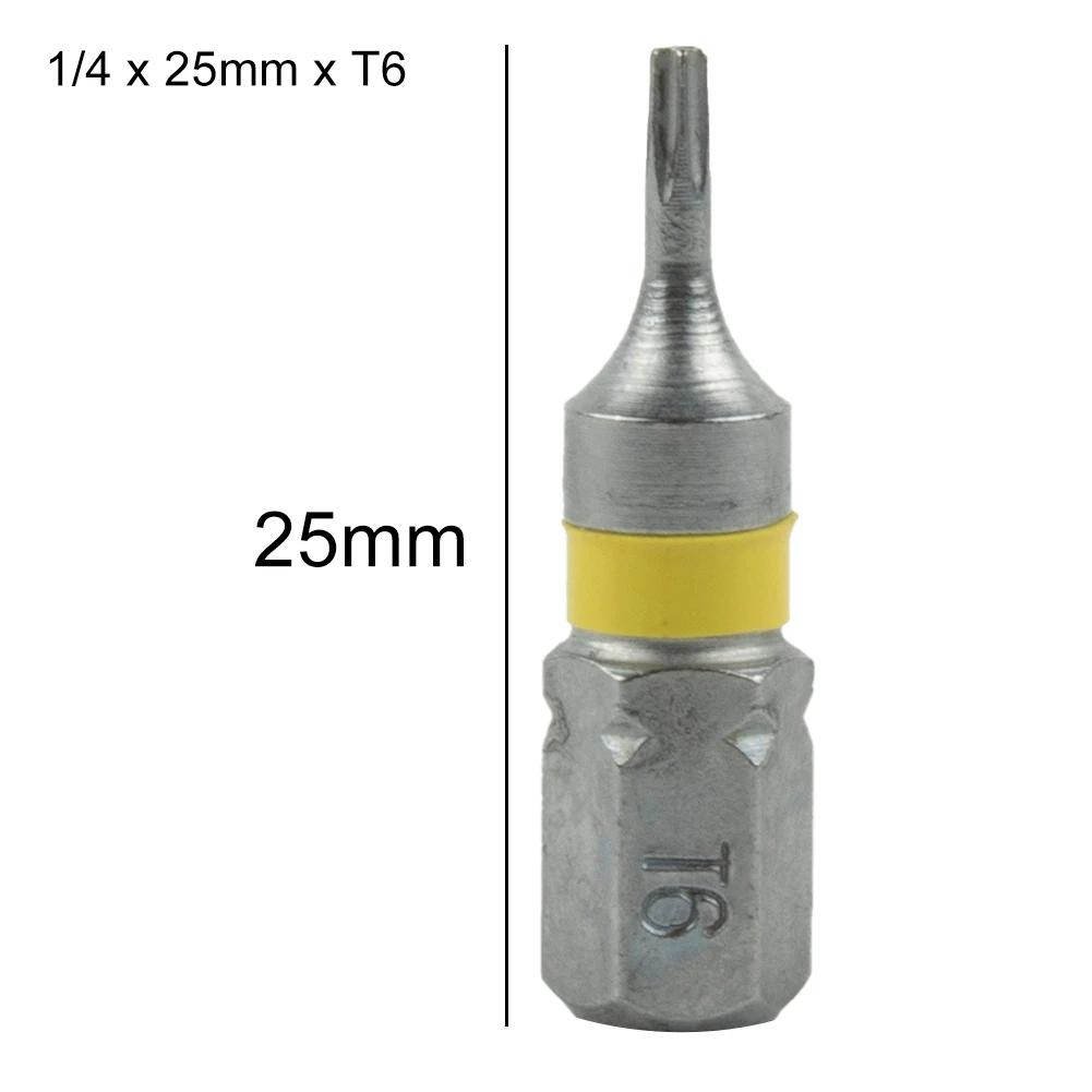 4Pcs 25mm T6-T40 Magnetic Torx Screwdriver Bits Set Electric Screwdriver Head T6/T8/T9/T10/T15/T20/T25/T27/T30/T35/T40 Hand Tool