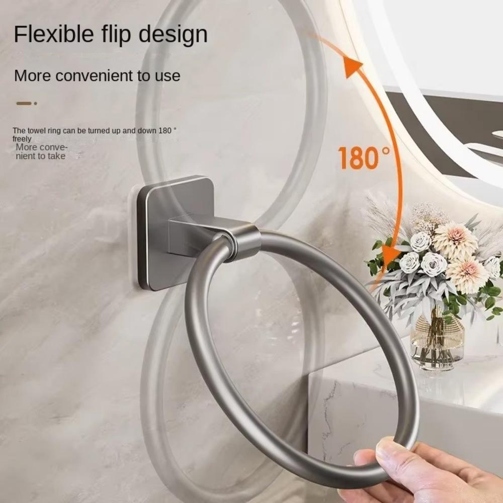 Wall-Mounted Towel Ring Hook Rotatable Towel Hanger New Bathroom Towel Holder  Storage Holder