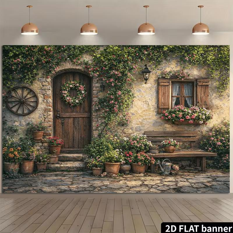 2D Country Lane Floral Portrait Photo Backdrop