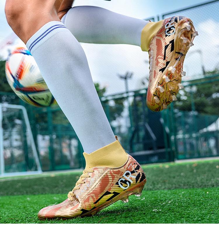 Унисекс высокие футбольные бутсы для искусственного покрытия с длинными шипами, подходят для школьников и взрослых, идеально подходят для тренировок и матчей.