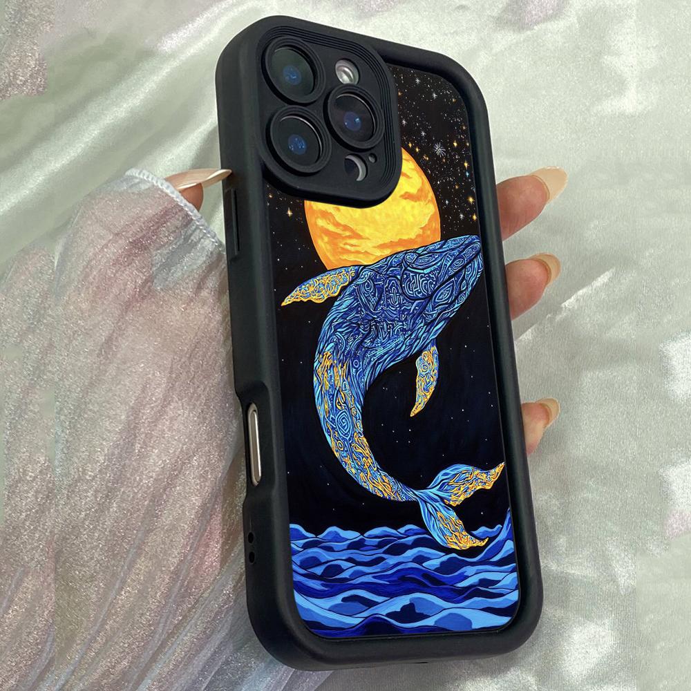 Чехол JT480 Smart Whales для iPhone 17 16 15 14 13 Pro Max, Samsung S26 S25 Ultra A17 A07 A56 A16 A15 A14 A13 A06 A25, Xiaomi 15T, Redmi 15c 14C.