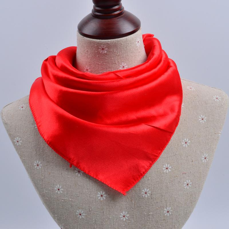 50x50cm Women Solid Square Scarf Single Performance Boy Girl Small Simulation Silk Scarves Flight Attendant Party Gift