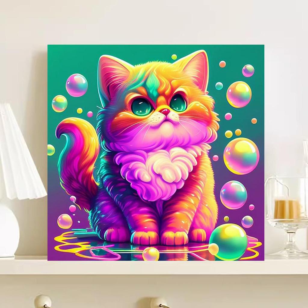 Frame Painting By Numbers Kits For Adults Colorful Cat Animals Starter Kit Picture By Numbers For Home Decoration 40x40
