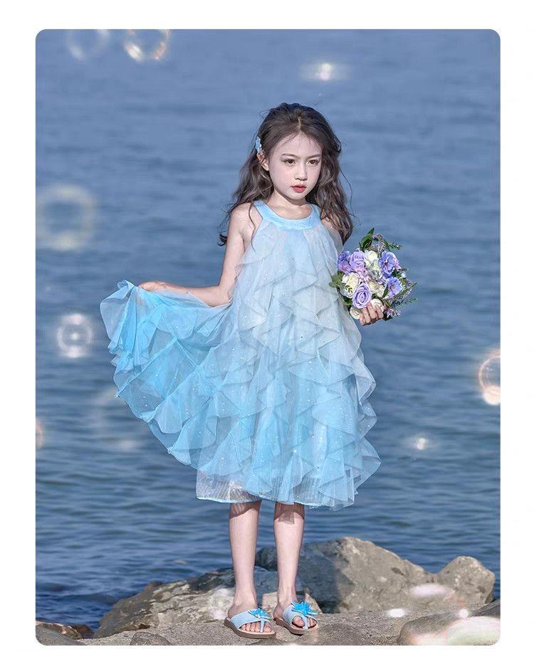 Princess dress, girls' summer dress, 2026 new children's vest dress, gauze dress, vacation dress, girls' camisole dress