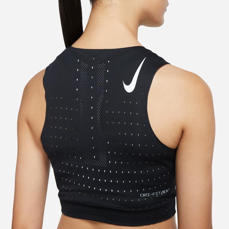Nike Женские черные майки для бега с умеренной поддержкой, на спине-борцовка, CZ9384-010