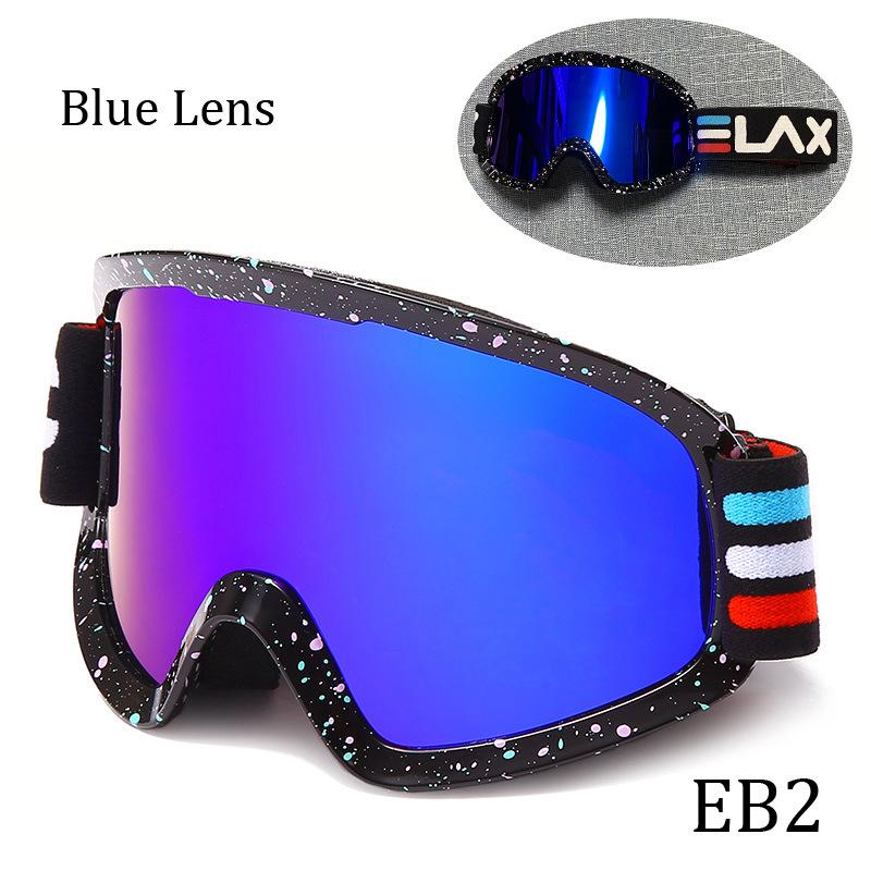 ELAX Brand New Double-Layer Anti-Fog Ski Goggles Outdoor Sports Three-Line Epoxy Full Coating Protective Goggles