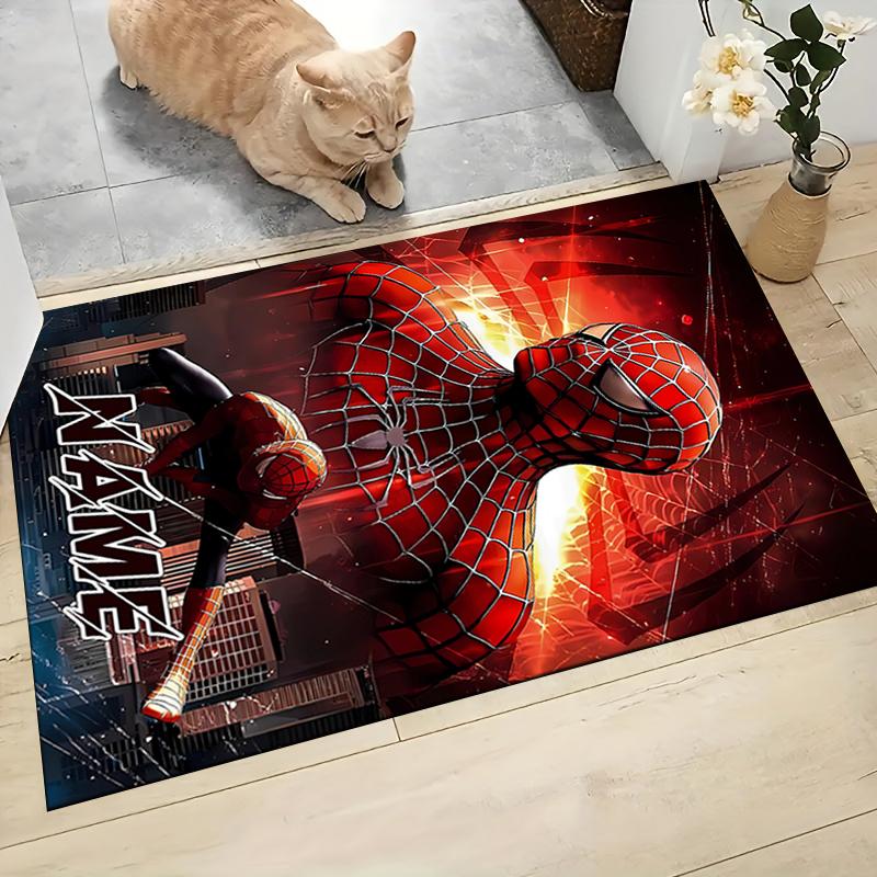 Custom Name Spider-Man Mask Carpet Rug Customizable Soft Washable Anti-Slip Home Living Room Sofa Mats Personalized Rug. 090918