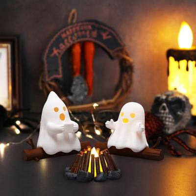 Хэллоуин Призрак Костер Собрание Ночник Жуткая Статуэтка Украшение 3D Печать Украшение Книжной Полки Домашний Декор Акцент
