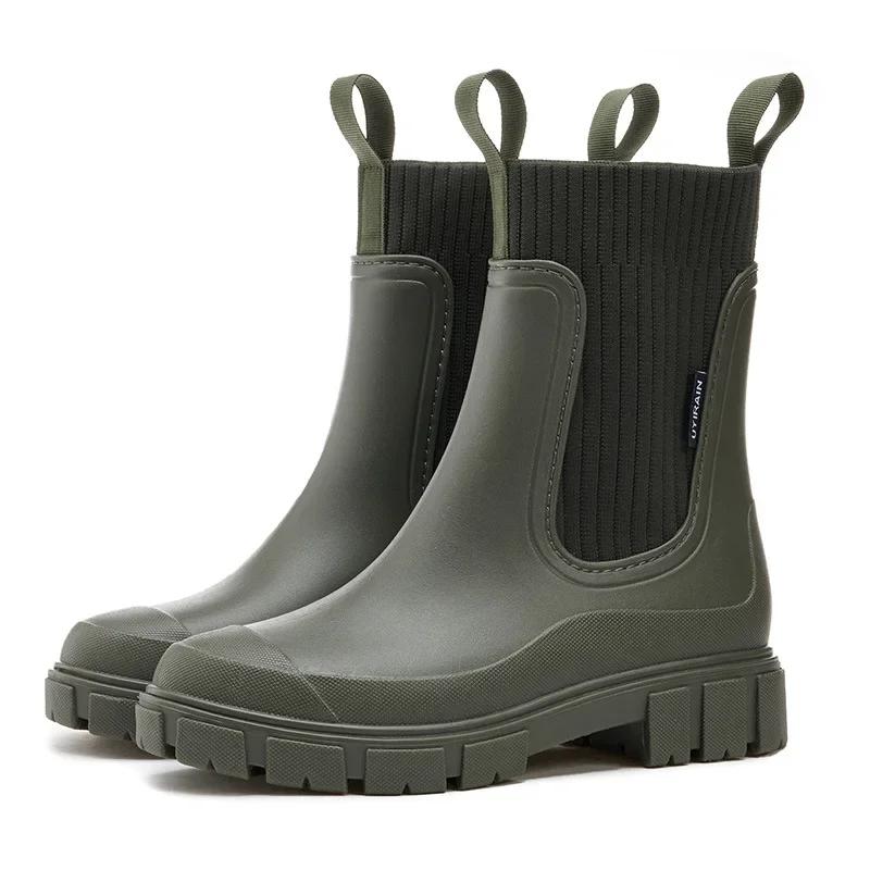 Waterproof Rubber Shoes for Women Elastic Mouth Women's Rain Boots Low Cut Rain Shoes Waterproof and Anti Slip Women's Boots