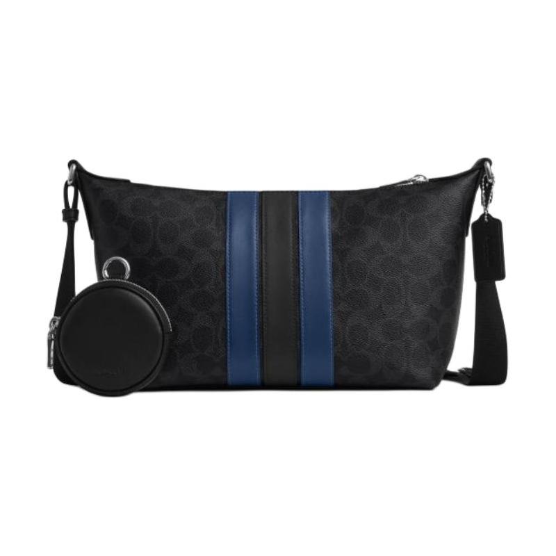 Coach VARSITY 26 Иконический принт, сумка через плечо из искусственной кожи и натуральной коровьей кожи, маленький размер, мужская, черная