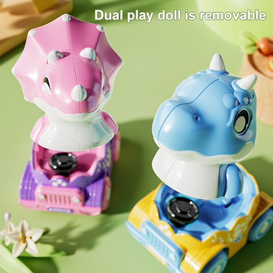 Yousheng Kids Dinosaur Car Toy Press Go Inertia Drive Detachable Dino Racing Vehicle 0-3 Toddlers Boys Girls Educational Cartoon Dinosaur Truck Toy