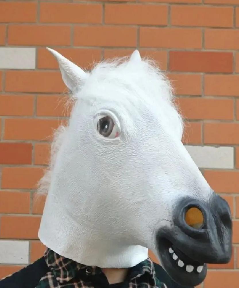 Белые, черные, коричневые маски головы лошади для мальчиков и девочек, забавные латексные маски животных, оригинальные костюмы для ролевых игр на Хэллоуин, головные уборы