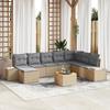 VidaXL 9-piece Garden Sofa Set with Beige Cushions Poly Rattan Acacia 3347994