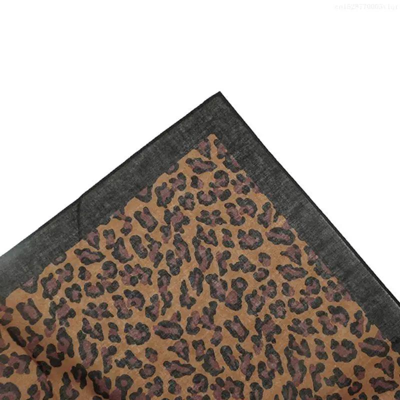 Bohemian Vintage Leopard Print Unisex Cotton Square Scarf Outdoor Cycling F0S4