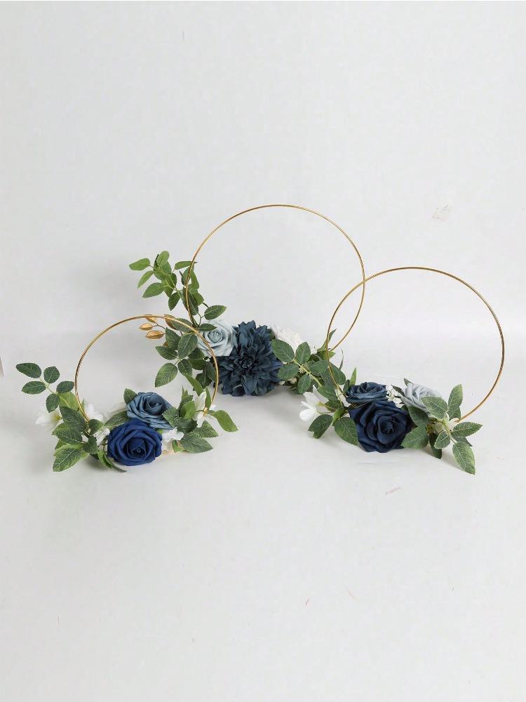 3PCS Artificial Flowers Wedding Wreath Floral Artificial Roses Centerpieces for Sweetheart Table Head Table Ceremony Reception Wedding Decorations