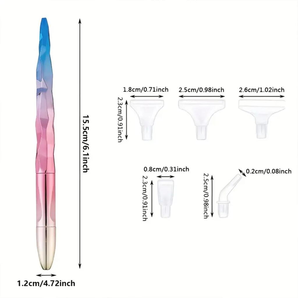 Ручка для алмазной живописи Gradient 5D Diamond Art Pen, ручка для алмазной живописи и аксессуары для круглых и квадратных драгоценных камней с шестью сверлами