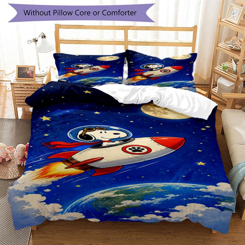 Snoopy Space Print Flannel Blanket, Soft Warm Lightweight Throw Blanket for living Room,Sofa Bed Camping office