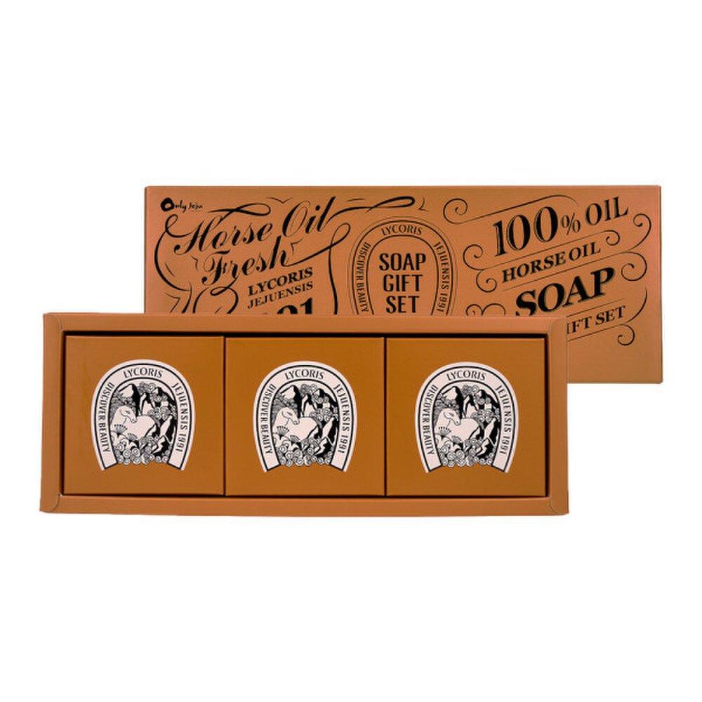 Подарочный набор мыла с лошадиным жиром Hebony 120 г x 3 штуки / Лошадиный жир с острова Чеджу