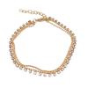Trendy Summer Multi-Layer Metal & Bead Chain Anklet with Flash Diamonds