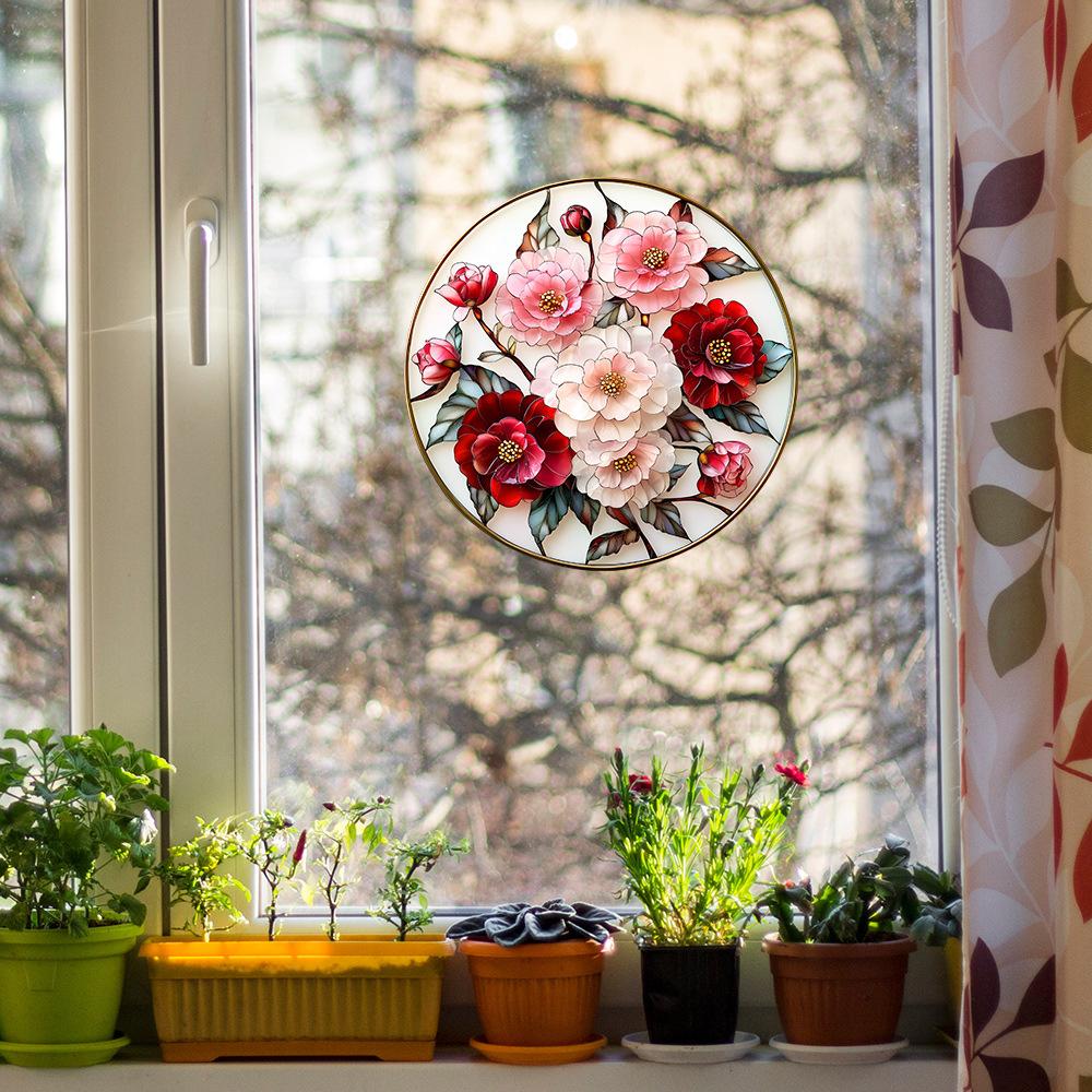 Fun-JD067 Расписная Имитация Розы Стекло Окна Благоустройство и Декорация Электростатическая УФ Наклейка на Окно
