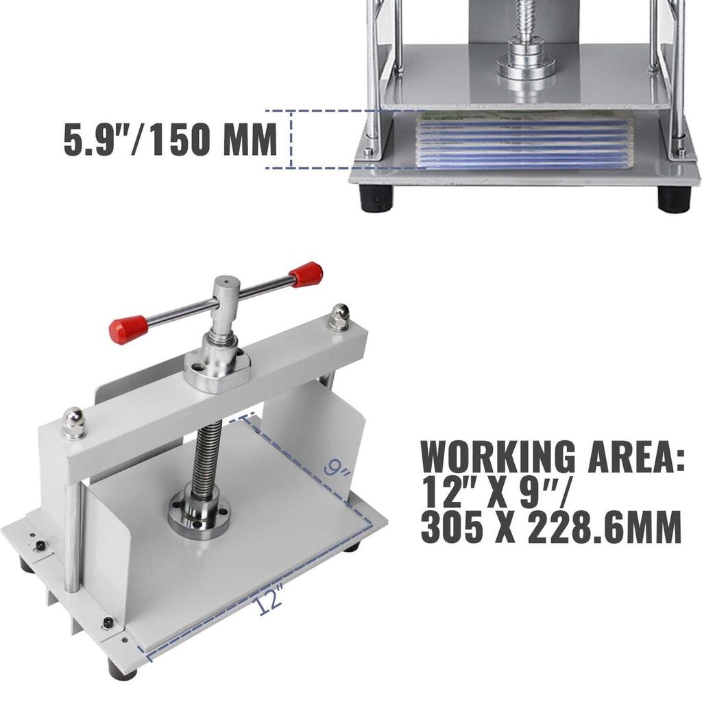 Manual Paper Press Machine, 12x8.6 inch for A4 Sized Papers Flatting Machine, 10cm Thickness Steel Frame Manual Flat Paper Press Machine, Papermaking