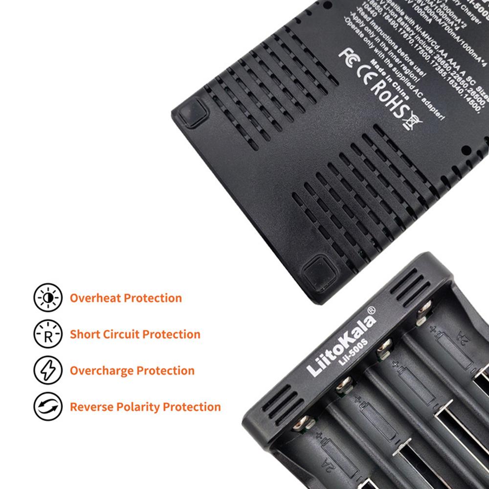 Lii-500S 18650 зарядное устройство 4 слота ЖК-дисплей сенсорное управление для Lithium/NiMH 26650 AA A