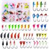 48Pcs/Set Ice Fishing Jig Heads Set Glow In The Dark Fishing Lures Kit with Single Hook Prevent Escape Luminous Fishhook Sea Fishing Gear for