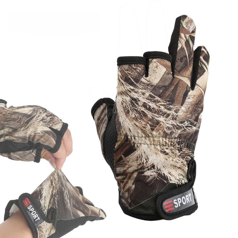 1 пара перчаток для рыбалки на открытом воздухе, быстросохнущие, с тремя пальцами, нескользящие, эластичные, дышащие