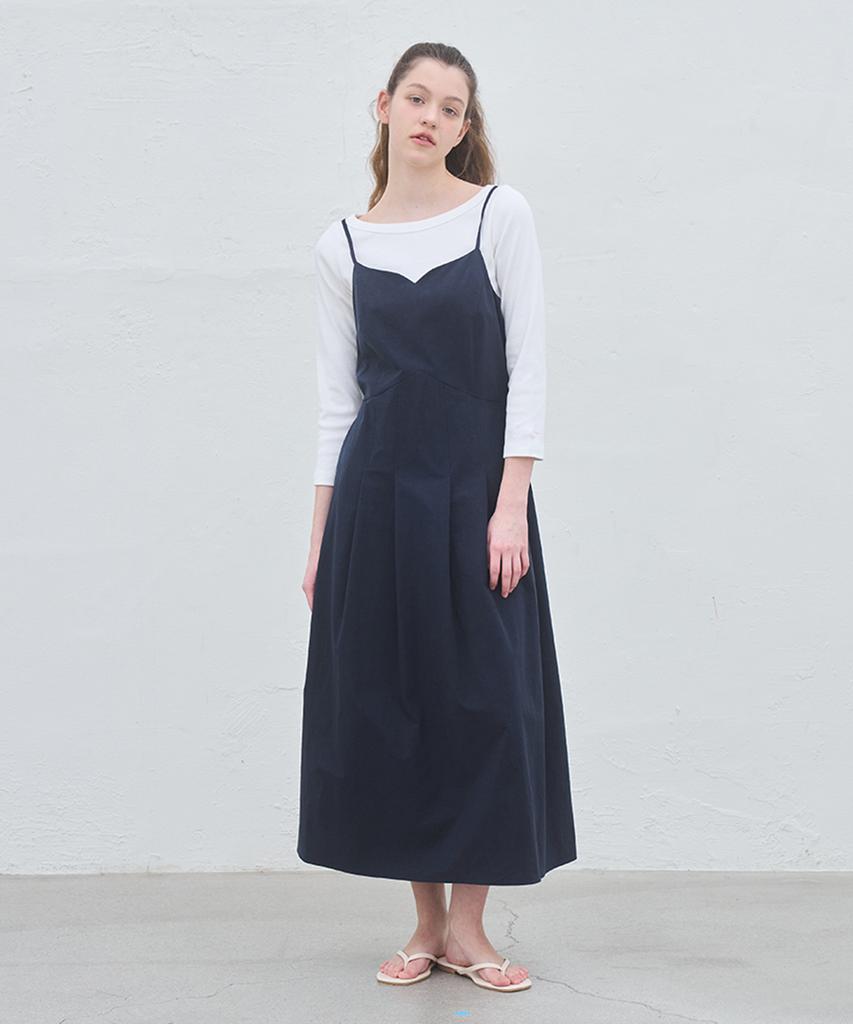 Bember Pleated Camisole Maxi Dress_Navy