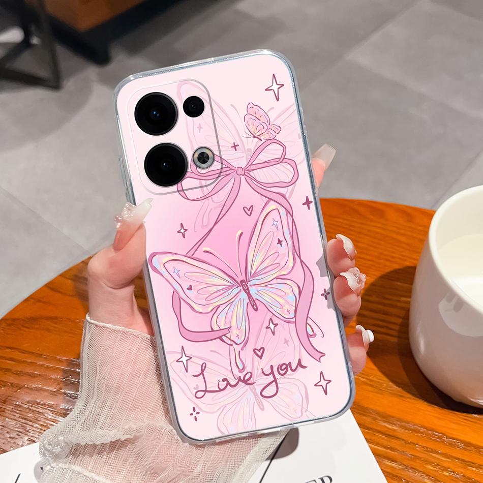 Чехлы для телефона Oppo Reno 13 Pro Повседневный Цветочный Прозрачная Задняя Крышка Для Oppo Reno13 Pro 13Pro 5G Мягкий Тонкий Защита от Падений Корпус