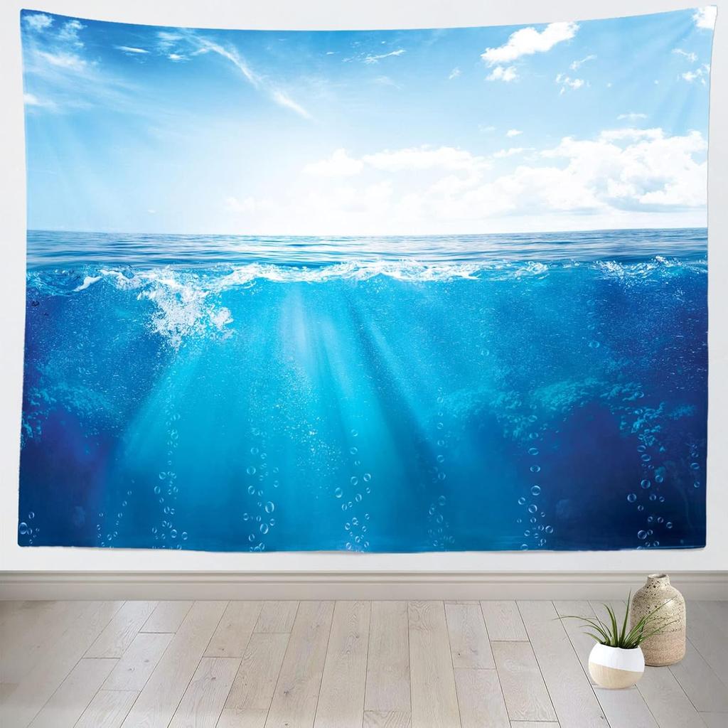 Loccor Ocean Wave Tapestry Powerful Pacific Sea Storm Huge Wave Tapestry Surfing Summer Wall Hanging Sport Wall Art for Bedroom