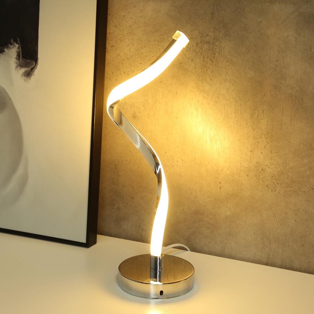 Простая современная спиральная светодиодная настольная лампа для гостиной, чтения, дома, прикроватная тумбочка, декоративное освещение для спальни с адаптером США