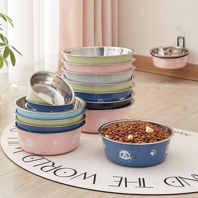 Непроливающаяся миска из нержавеющей стали для корма для домашних животных для собак и кошек - Средние и мелкие породы
