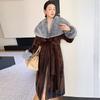 Autumn and Winter New Imitation Cross Mink Coat Long Over Knee Celebrity Imitation Fox Fur Coat