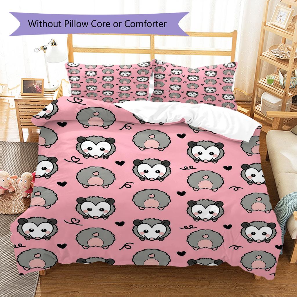 Pink Cartoon Art Pattern Bedding,Quilt Set Quilt Cover Pillowcase Home Birthday Gift (1 * duvet cover + 2 * pillowcase, without core)