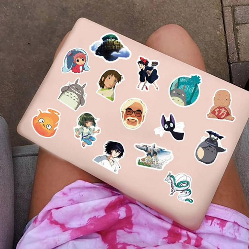 50 штук наклеек с японскими мультфильмами, милые наклейки с аниме Studio Ghibli, милые водонепроницаемые виниловые наклейки, гитары для ноутбуков, бутылки с водой, багаж, велосипеды