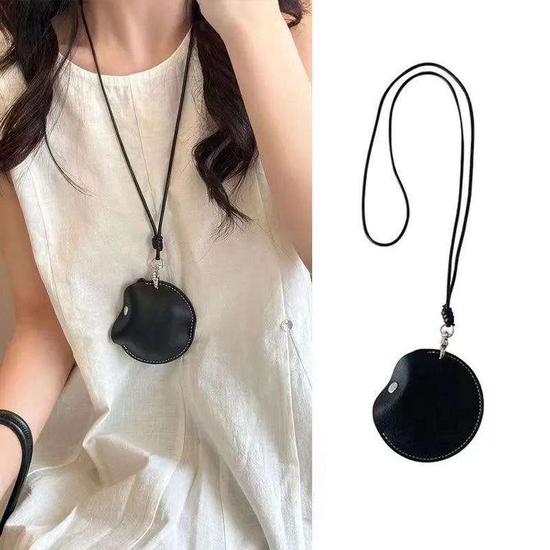 Сумка для хранения очков, подвеска, унисекс, кожаный чехол, солнцезащитные очки, брелок, цепочка, портативная, цветная сумка для чтения, ожерелье