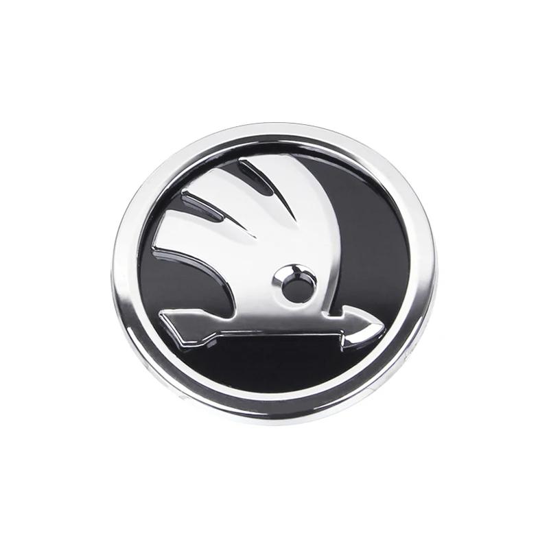 AHUQ1 2pcs 80mm/90mm 3D Car Emblem Badge Hood Front Rear Trunk Logo For Skoda Fabia 1 2 Octavia a7 RS Superb Rapid Yeti Karoq Vision