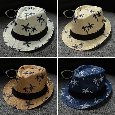 Модель «родитель-ребенок», шляпа Beach Wind Travel Coconut Tree Printed Papyrus Jazz Hat, шляпа-панама Seaside Sun для мужчин и женщин