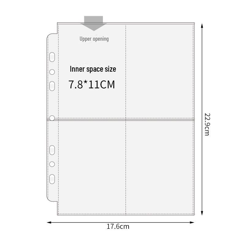 Сменный блок для альбома с карточками формата А5 с 7 отверстиями: Прозрачная 3-дюймовая сетка из четырех квадратов для карточек идолов