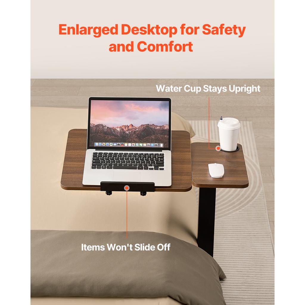 SucceBuy Прикроватный столик мобильный прикроватный столик на поворотных колесиках регулируемый по высоте и углу подставка для ноутбука для дома, офиса, учебы