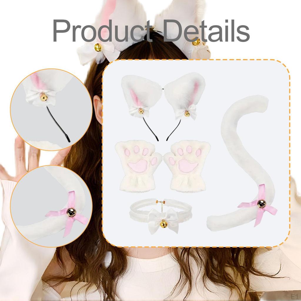 Комплект костюма кошки для косплея: милый ободок и хвост с шейным платком,