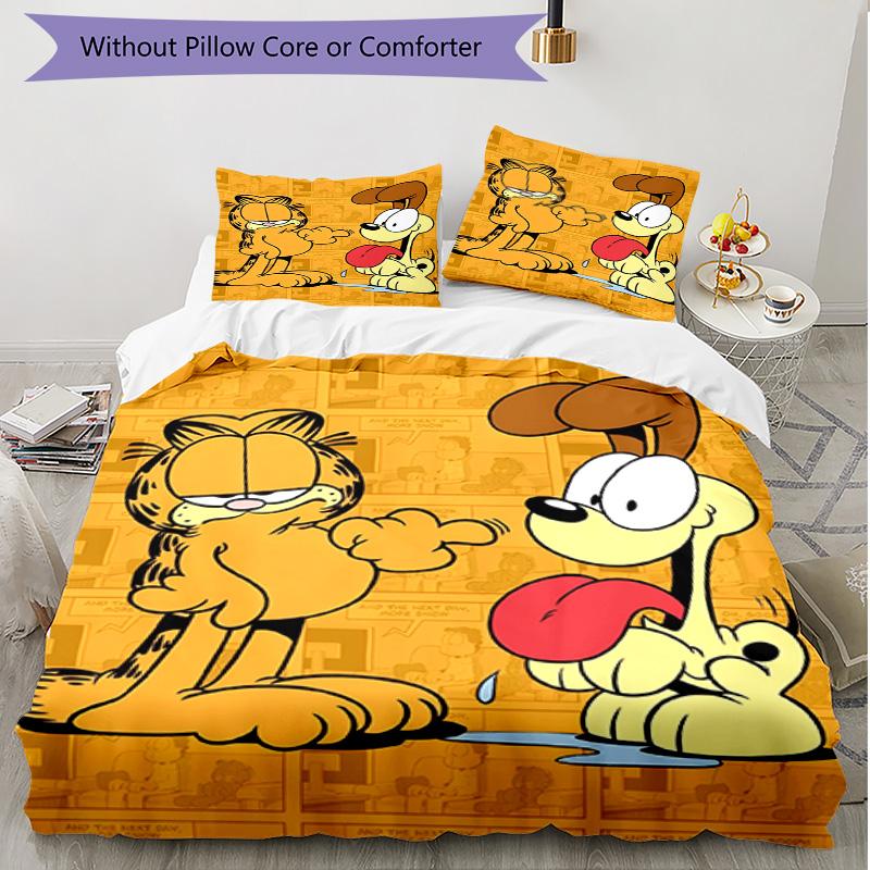 3pcs Duvet Cover Set (1*Duvet Cover + 2*Pillowcase, Without Core), Garfield Print Soft All‑Season Bedding Set, Home Bedroom Decor Gift