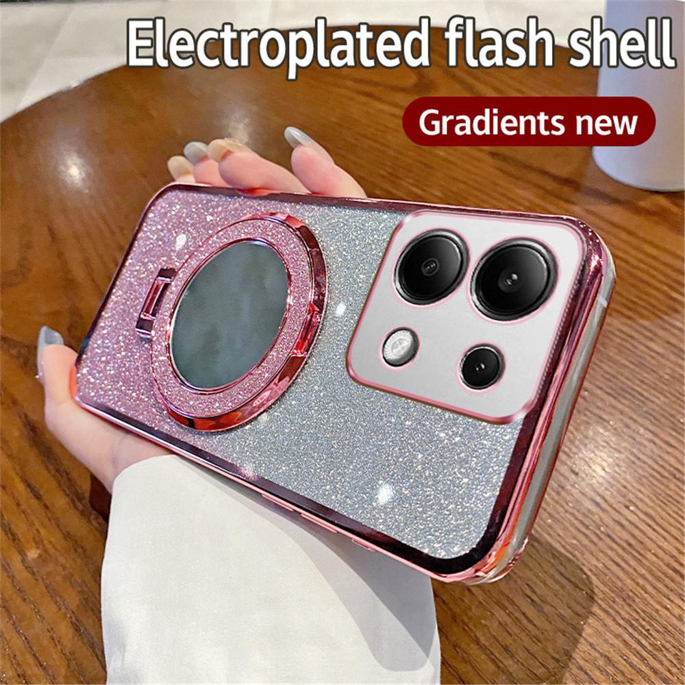 Градиентный блестящий зеркальный чехол-подставка для телефона Redmi Note 14 Pro для Xiaomi 14T POCO X7 Redmi Note 14 Pro+ 14C с гальваническим покрытием, мягкий чехол