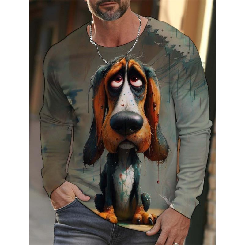 Модная мужская футболка с 3D-принтом с рисунком животного тигра волка, осенняя новинка, мужская футболка с длинными рукавами, повседневный пуловер оверсайз, топы