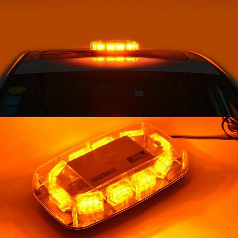 LED Strobe Light Bar Amber Lens Warning Hazard Flashing Lights Magnetic Mount For Emergency Construction Vehicles
