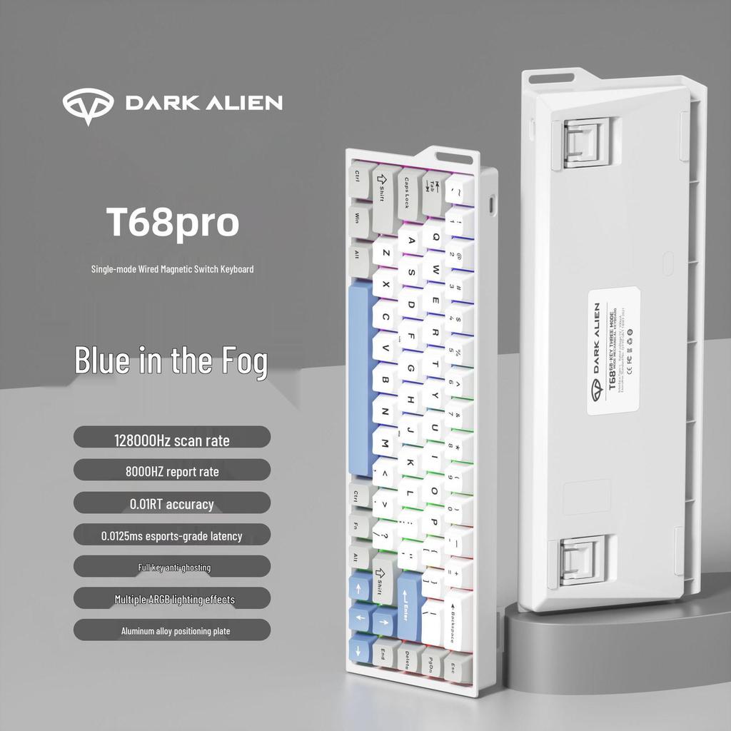 Магнитная механическая игровая клавиатура T68PRO с RGB, регулируемым срабатыванием, низкой задержкой, боковой гравировкой.